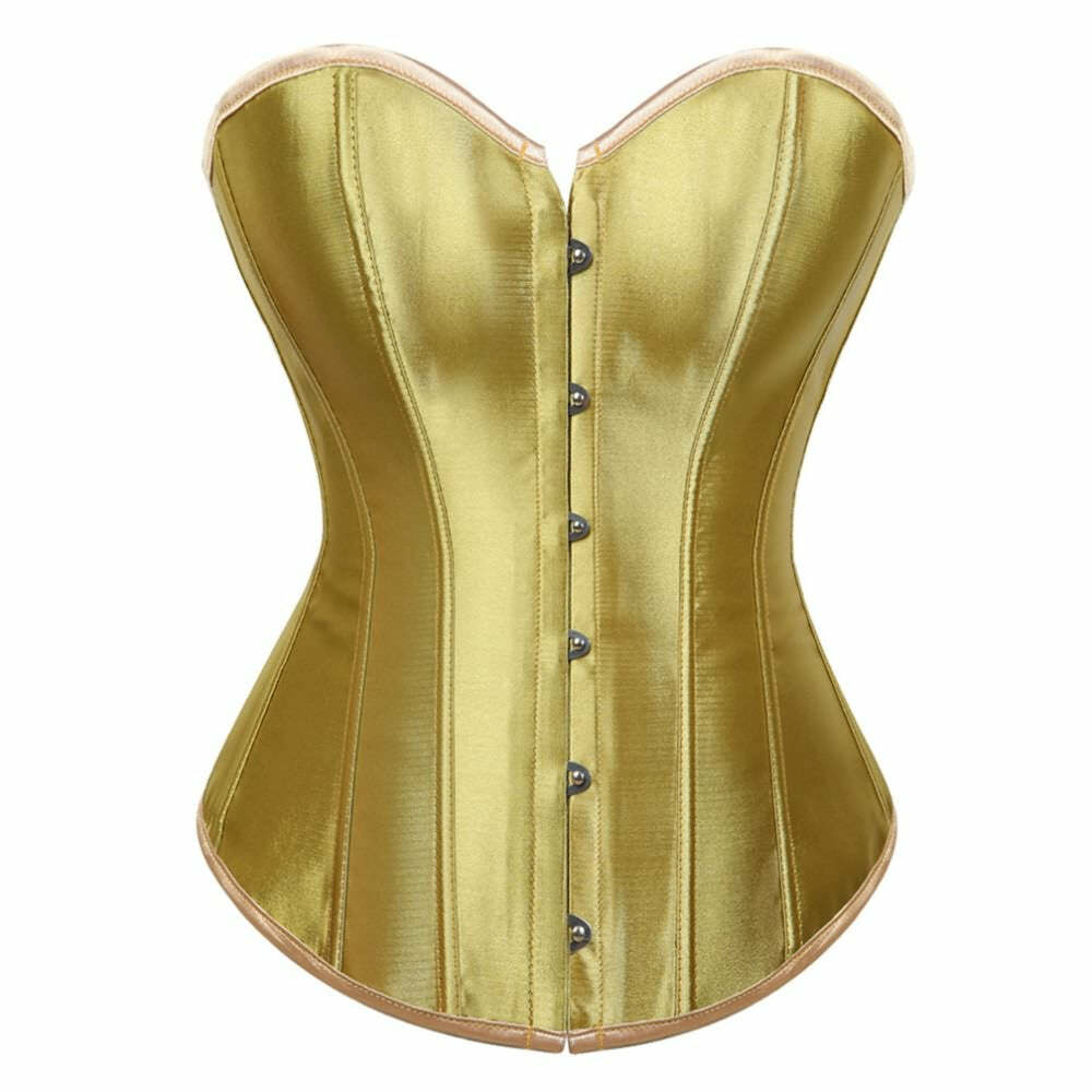 Gold Gothic Hourglass Overbust Corset - Y2K Grunge, 90s Fashion, Retro Style, Pastel Goth Outfits