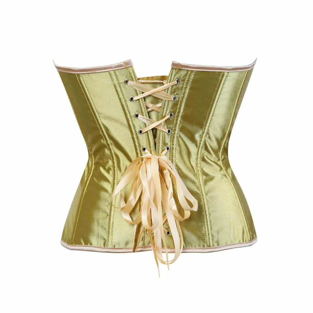 Gold Gothic Hourglass Overbust Corset - Y2K Grunge, 90s Fashion, Retro Style, Pastel Goth Outfits