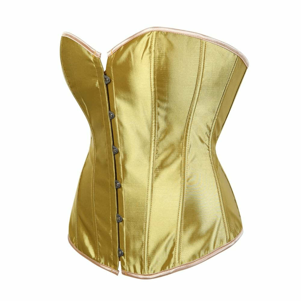Gold Gothic Hourglass Overbust Corset - Y2K Grunge, 90s Fashion, Retro Style, Pastel Goth Outfits