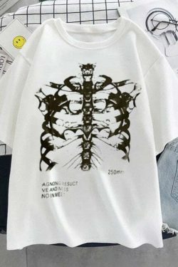 Gothic Aesthetic Ribcage T-Shirt - Y2K Grunge, 90s Fashion, Retro Style, Pastel Goth Outfits