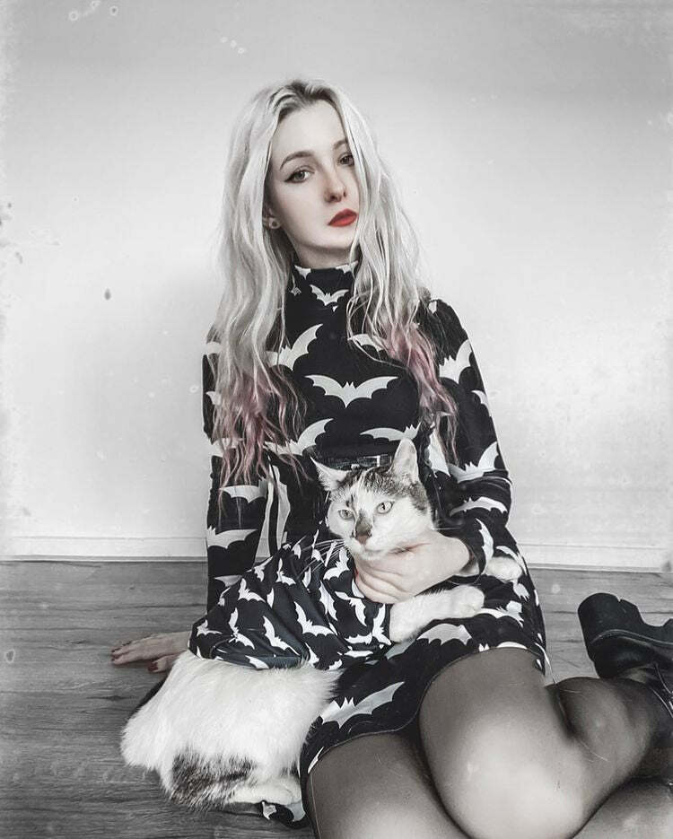 Gothic Black Bat Pattern Dress - Y2K Grunge, 90s Fashion, Retro Style, Pastel Goth Outfit