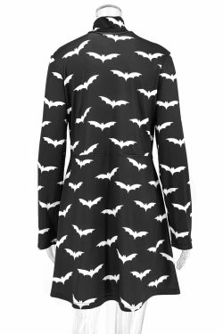 Gothic Black Bat Pattern Dress - Y2K Grunge, 90s Fashion, Retro Style, Pastel Goth Outfit