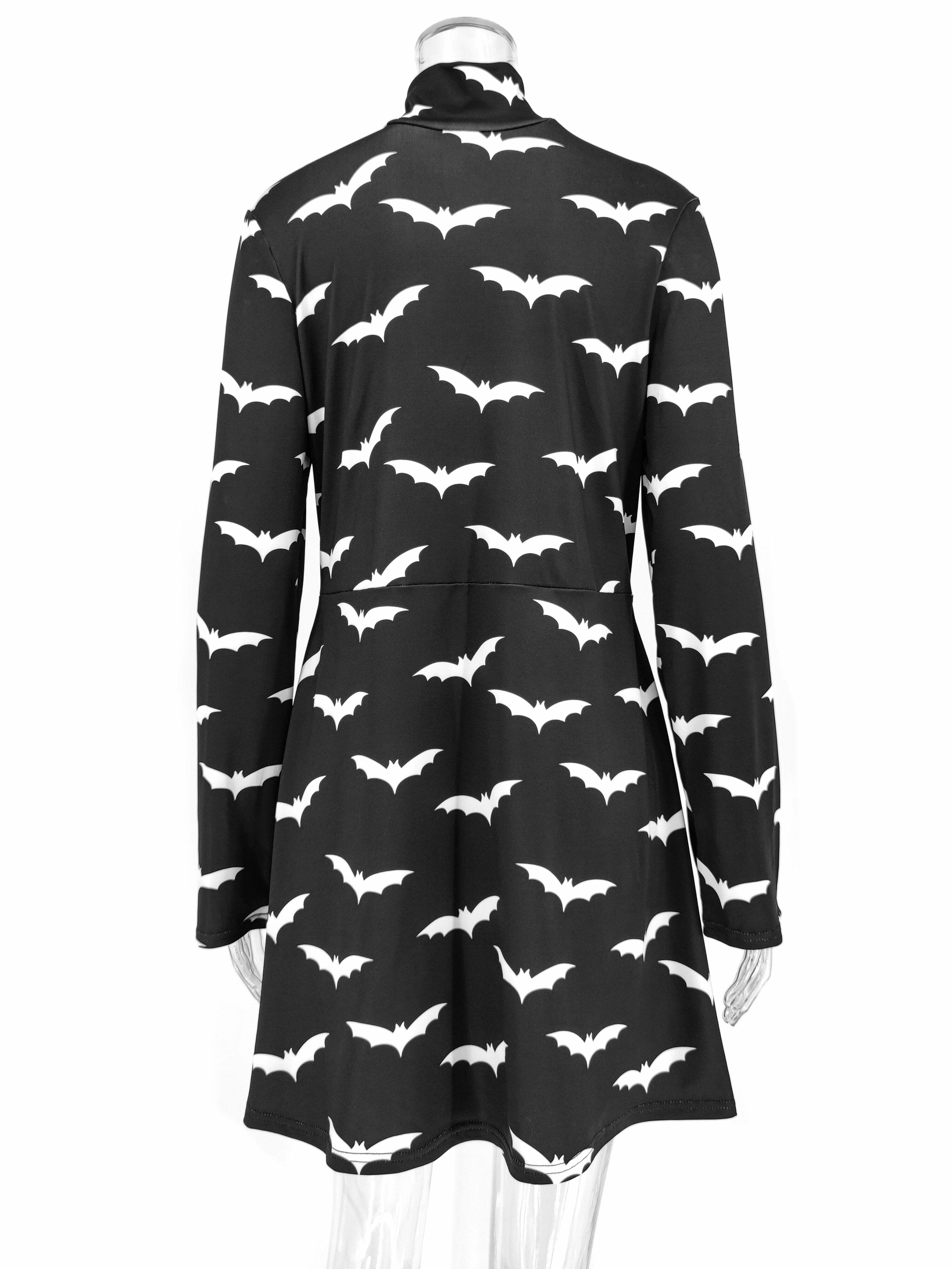 Gothic Black Bat Pattern Dress - Y2K Grunge, 90s Fashion, Retro Style, Pastel Goth Outfit