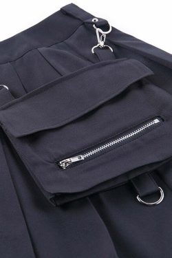Gothic Black Cargo Skirt - Y2K Grunge, 90s Fashion, Retro Style, Y2K Summer Outfits