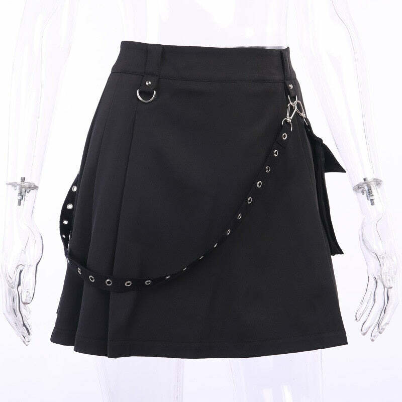 Gothic Black Cargo Skirt - Y2K Grunge, 90s Fashion, Retro Style, Y2K Summer Outfits