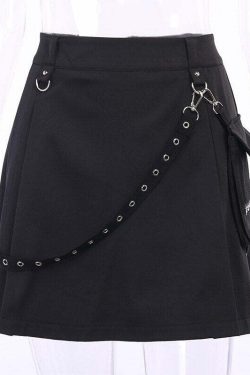 Gothic Black Cargo Skirt - Y2K Grunge, 90s Fashion, Retro Style, Y2K Summer Outfits