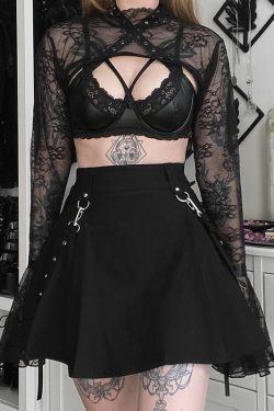 Gothic Black Cargo Skirt - Y2K Grunge, 90s Fashion, Retro Style, Y2K Summer Outfits