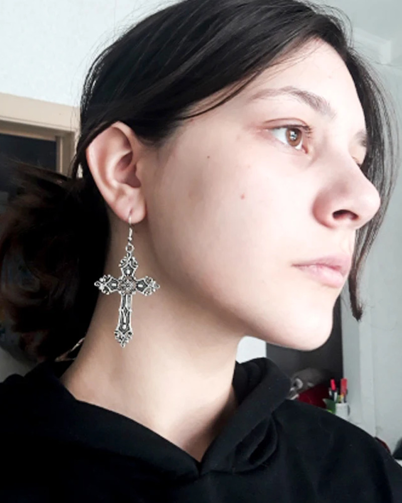 Gothic Cross Earrings - Y2K Grunge, 90s Retro, Pastel Goth, Y2K Party & Club Outfits