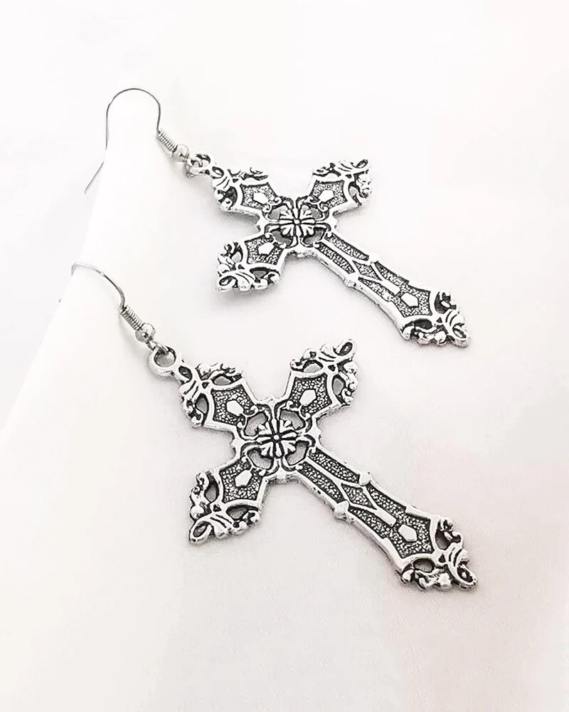 Gothic Cross Earrings - Y2K Grunge, 90s Retro, Pastel Goth, Y2K Party & Club Outfits