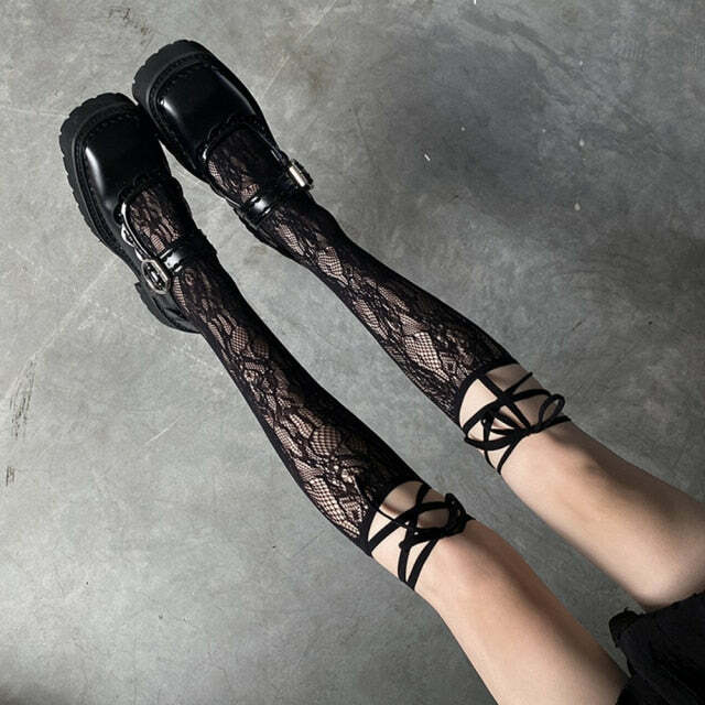 Gothic Dark Aesthetic Lace Stockings - Y2K Grunge, 90s Retro, Pastel Goth, Summer Y2K Out