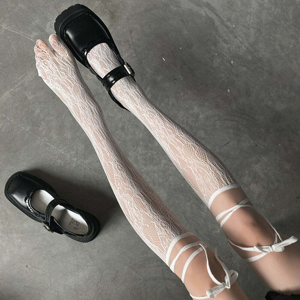 Gothic Dark Aesthetic Lace Stockings - Y2K Grunge, 90s Retro, Pastel Goth, Summer Y2K Out