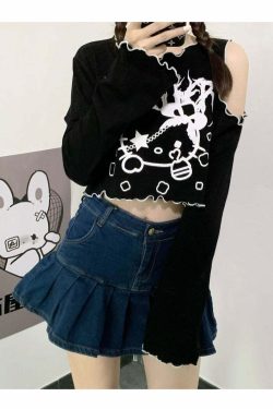 Gothic Dark Grunge Hello Kitty Top - Y2K Summer, 90s Fashion, Retro, Pastel Goth, Y2K Club