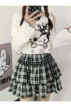 Gothic Dark Grunge Hello Kitty Top - Y2K Summer, 90s Fashion, Retro, Pastel Goth, Y2K Club