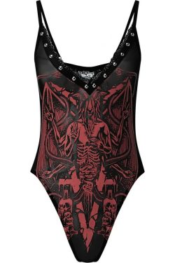 Gothic Devil Sweet Darkness Sexy Bodysuit - Y2K Grunge, 90s Fashion, Retro Summer Outfit