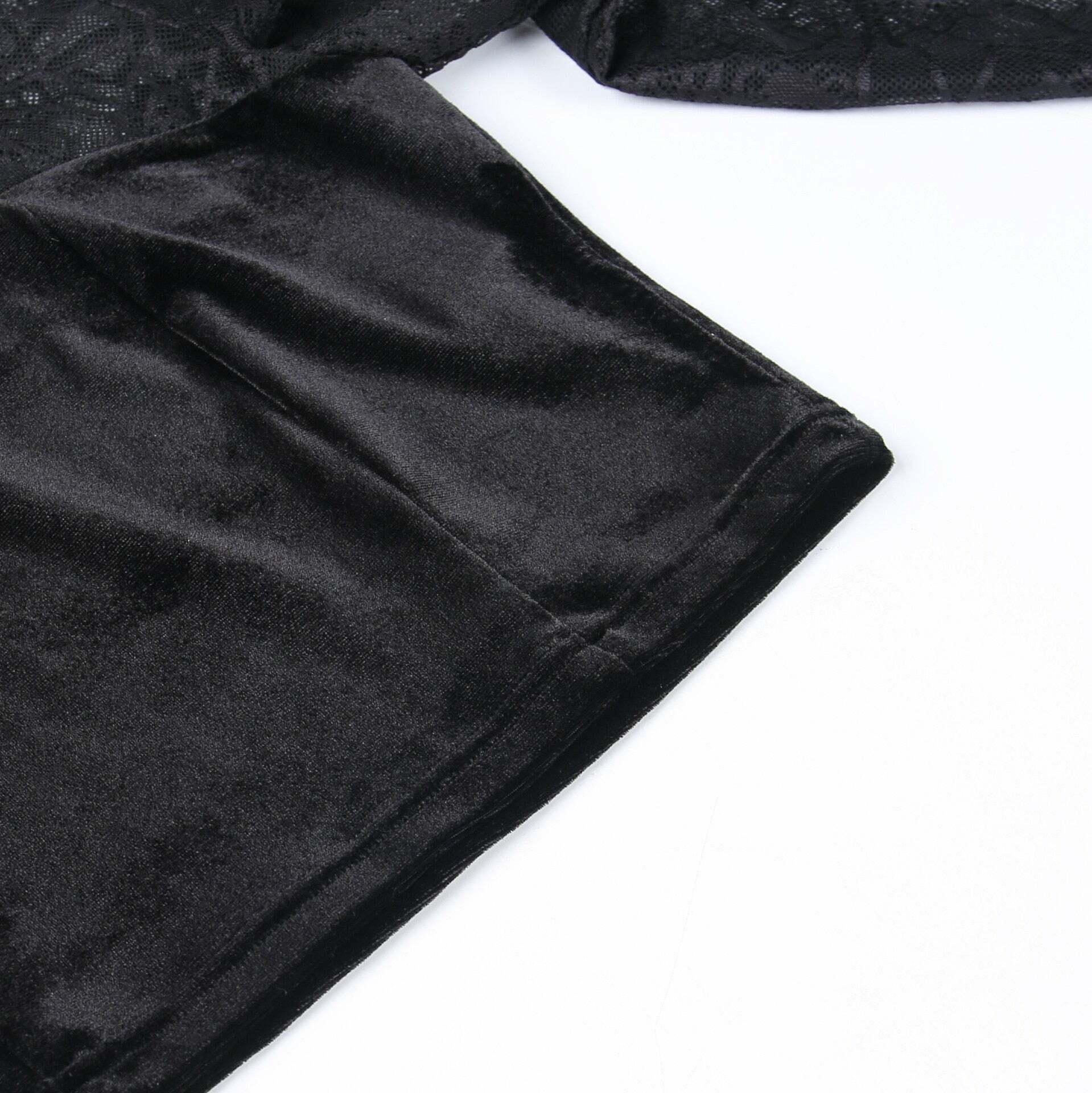 Gothic Elegant Lace Velvet Blouse - Y2K Grunge, 90s Fashion, Retro Style, Pastel Goth Outfits