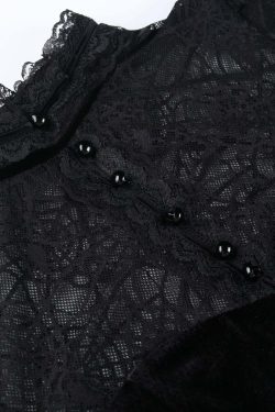 Gothic Elegant Lace Velvet Blouse - Y2K Grunge, 90s Fashion, Retro Style, Pastel Goth Outfits