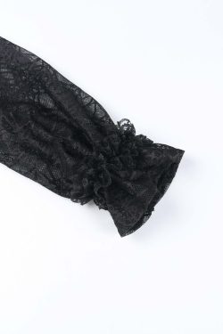 Gothic Elegant Lace Velvet Blouse - Y2K Grunge, 90s Fashion, Retro Style, Pastel Goth Outfits