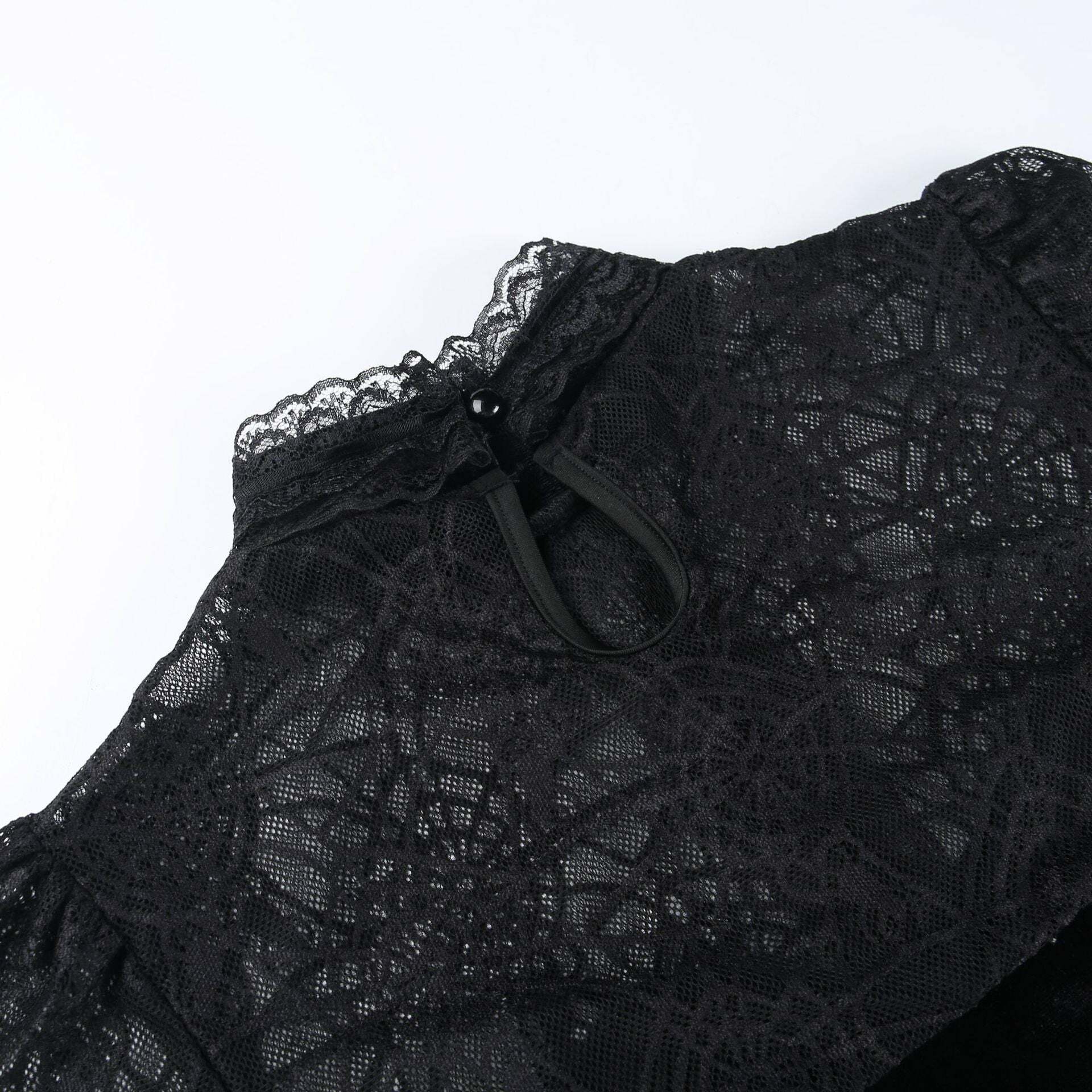 Gothic Elegant Lace Velvet Blouse - Y2K Grunge, 90s Fashion, Retro Style, Pastel Goth Outfits