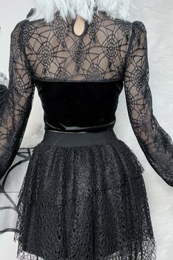 Gothic Elegant Lace Velvet Blouse - Y2K Grunge, 90s Fashion, Retro Style, Pastel Goth Outfits