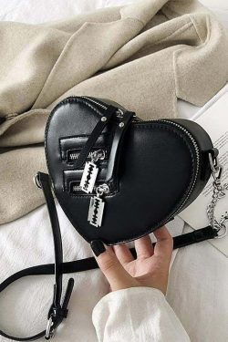 Gothic Heart Blade Crossbody Bag Black - Y2K Grunge, 90s Fashion, Retro Style, Y2K Club Outfit