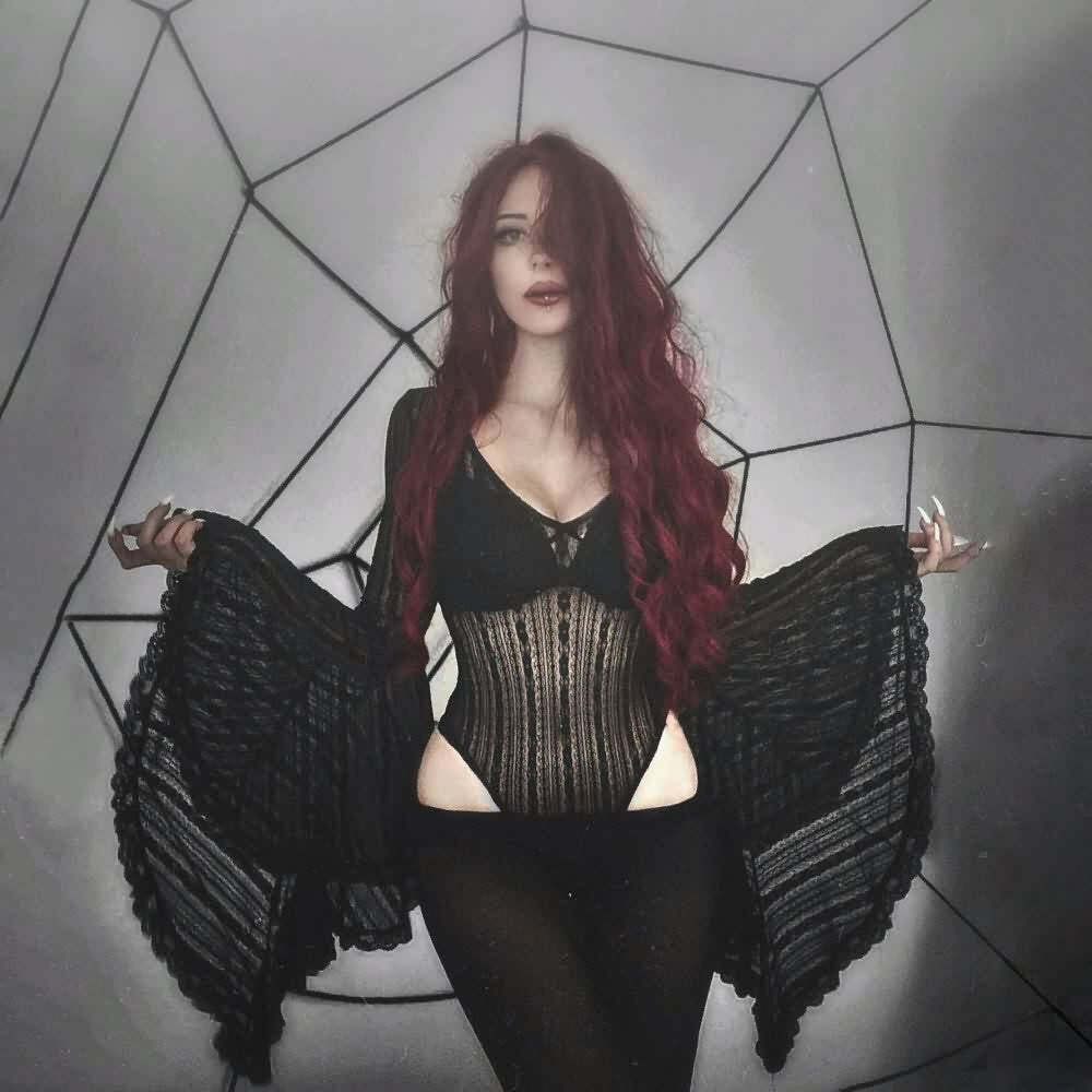 Gothic Lace Bell Sleeve Bodysuit - Y2K Grunge, 90s Fashion, Retro Style, Pastel Goth Outfit