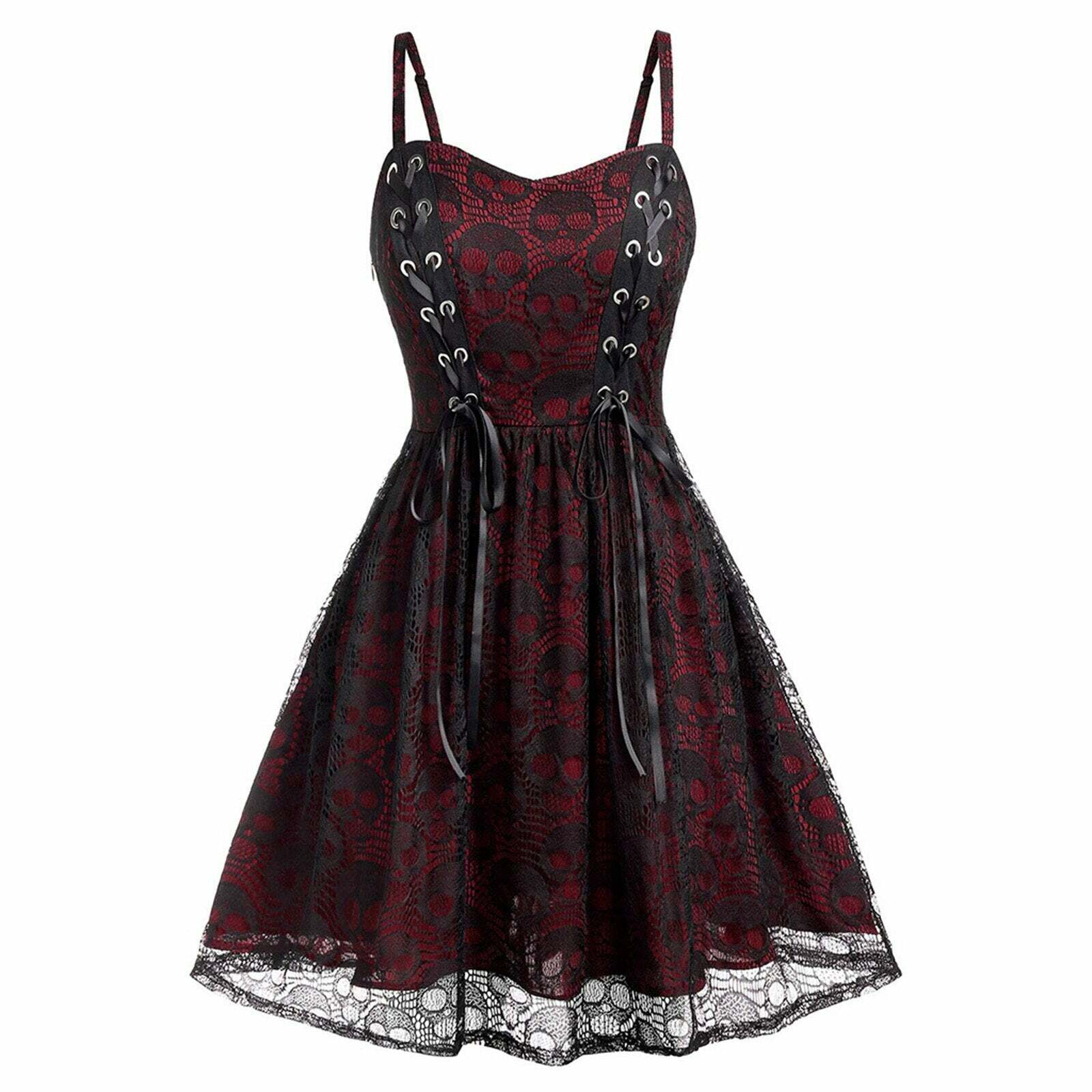 Gothic Lace Dress - Y2K Grunge, 90s Retro, Pastel Goth, Summer Party, Club & Popstar Outfits