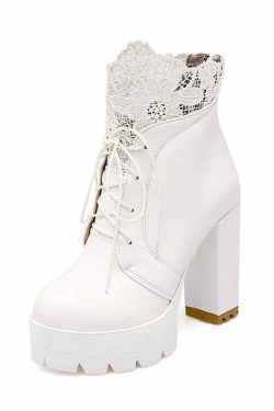 Gothic Lace Platform Boots - Y2K Grunge, 90s Fashion, Retro Style, Dark Y2K, Pastel Goth