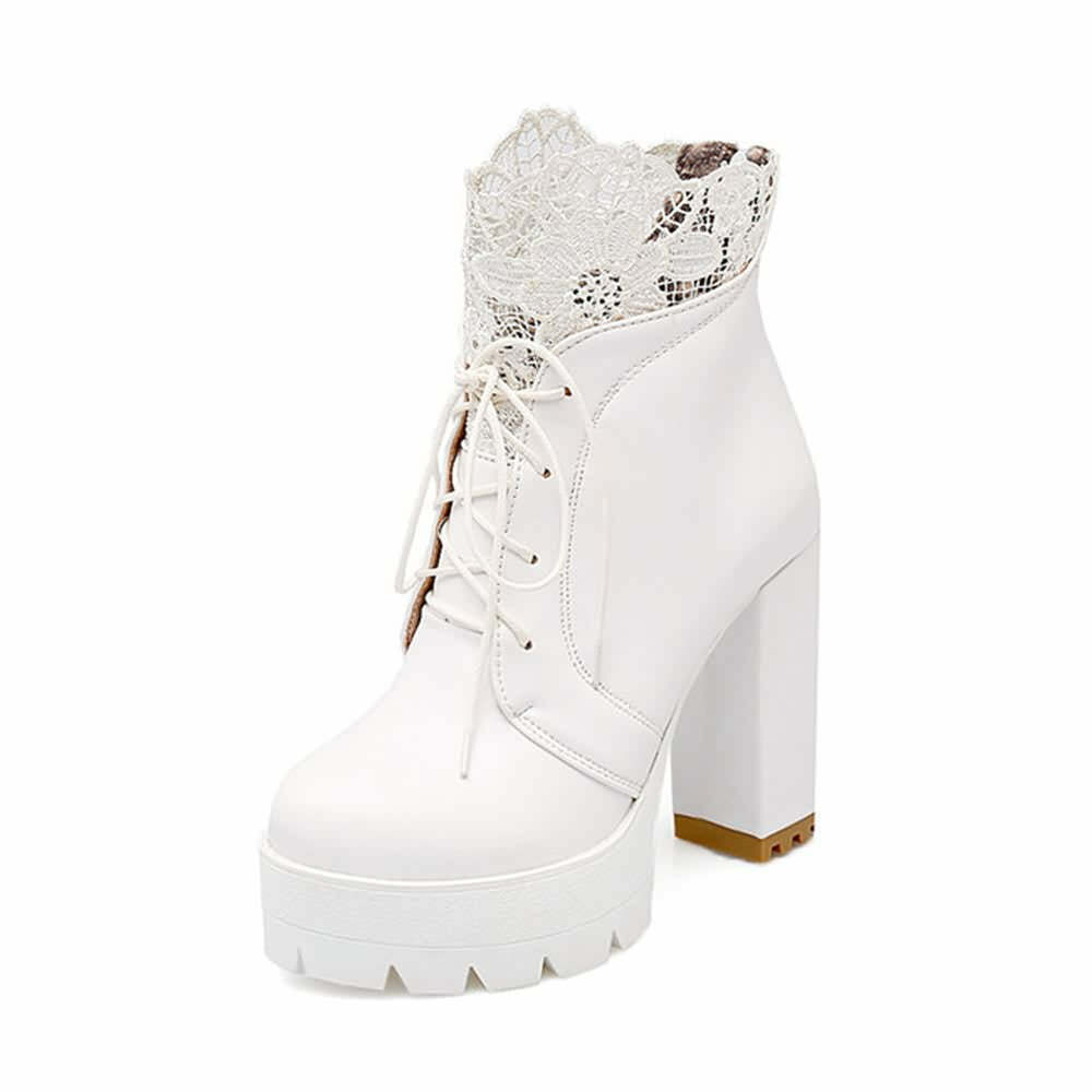Gothic Lace Platform Boots - Y2K Grunge, 90s Fashion, Retro Style, Dark Y2K, Pastel Goth