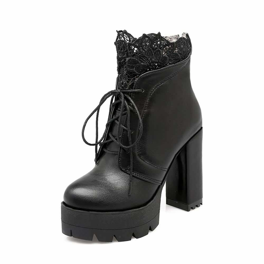 Gothic Lace Platform Boots - Y2K Grunge, 90s Fashion, Retro Style, Dark Y2K, Pastel Goth