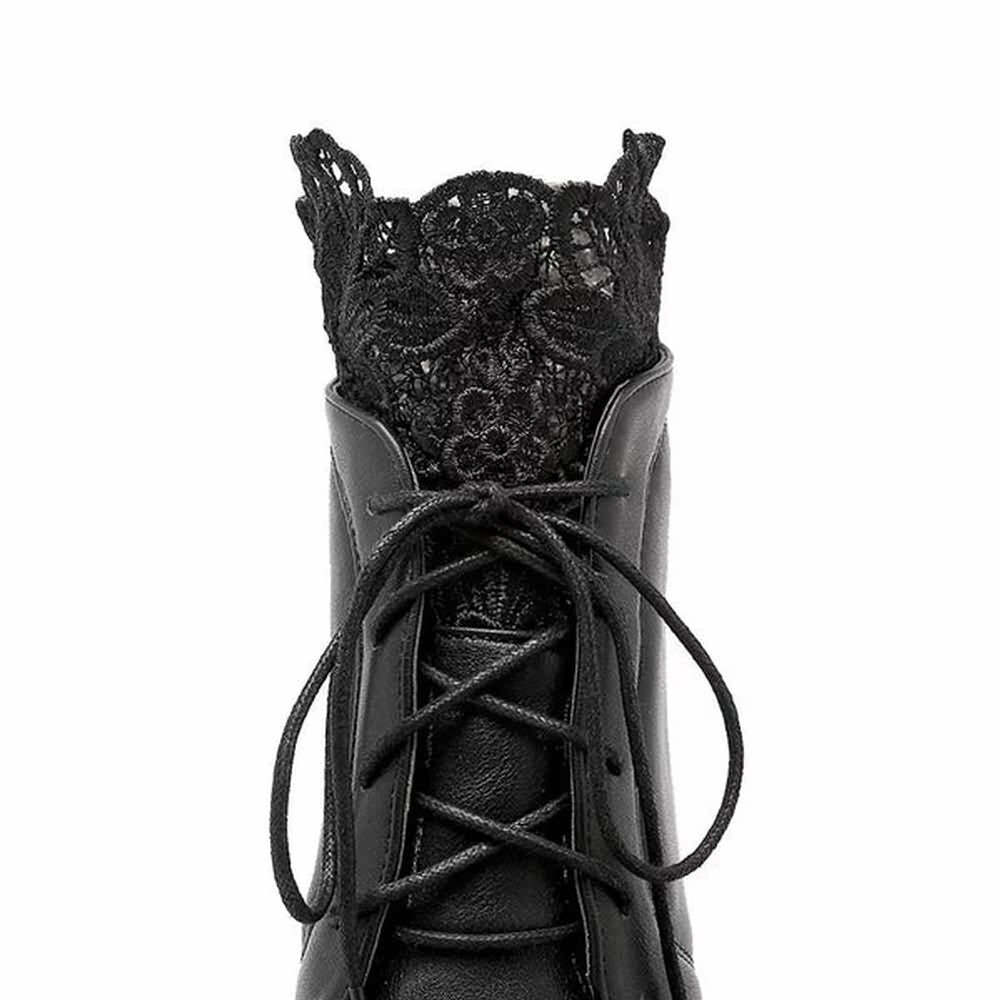 Gothic Lace Platform Boots - Y2K Grunge, 90s Fashion, Retro Style, Dark Y2K, Pastel Goth
