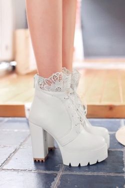Gothic Lace Platform Boots - Y2K Grunge, 90s Fashion, Retro Style, Dark Y2K, Pastel Goth