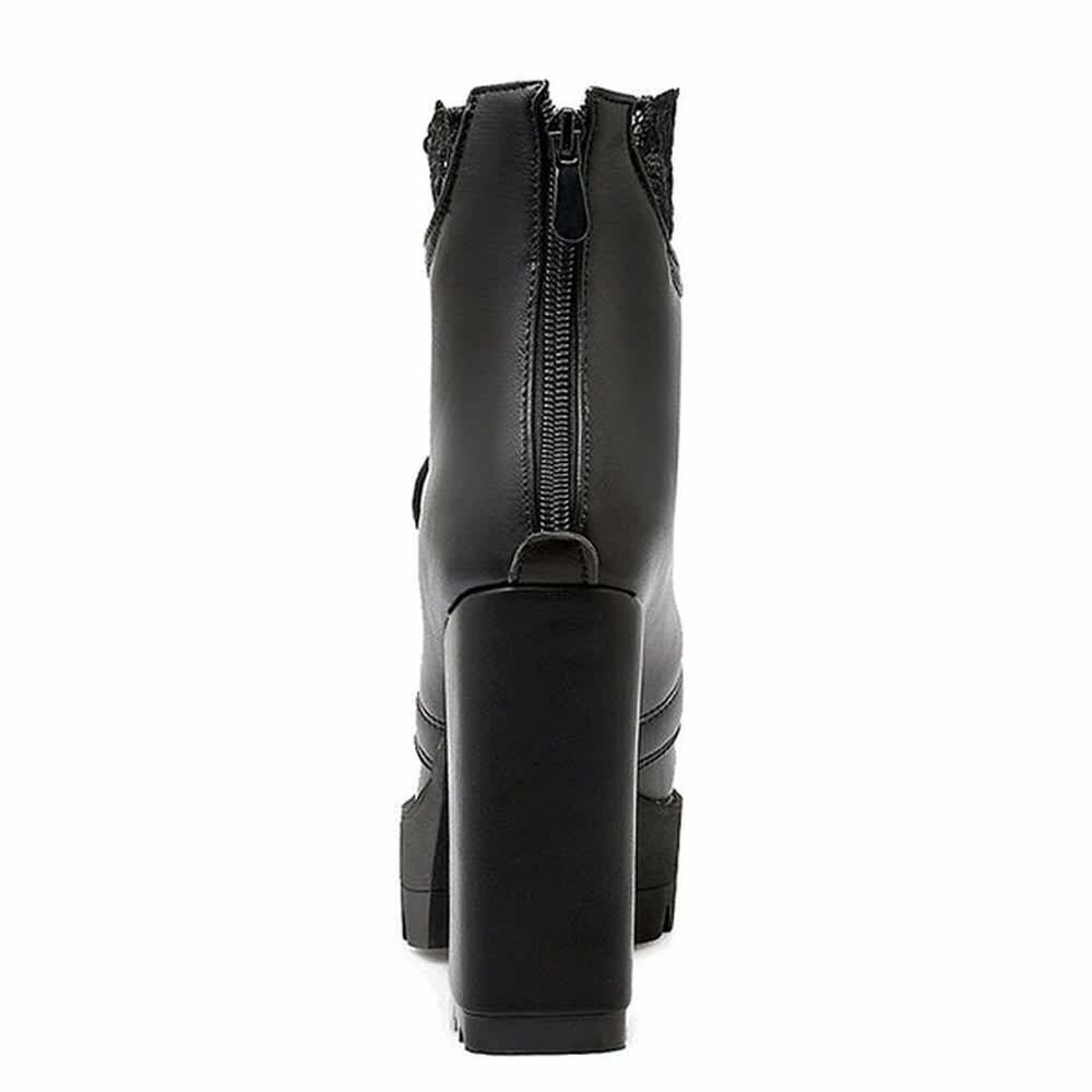 Gothic Lace Platform Boots - Y2K Grunge, 90s Fashion, Retro Style, Dark Y2K, Pastel Goth