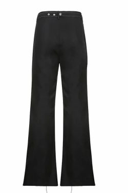 Gothic Lace Up Black Trousers - Y2K Grunge, 90s Fashion, Retro Style, Y2K Club & Party
