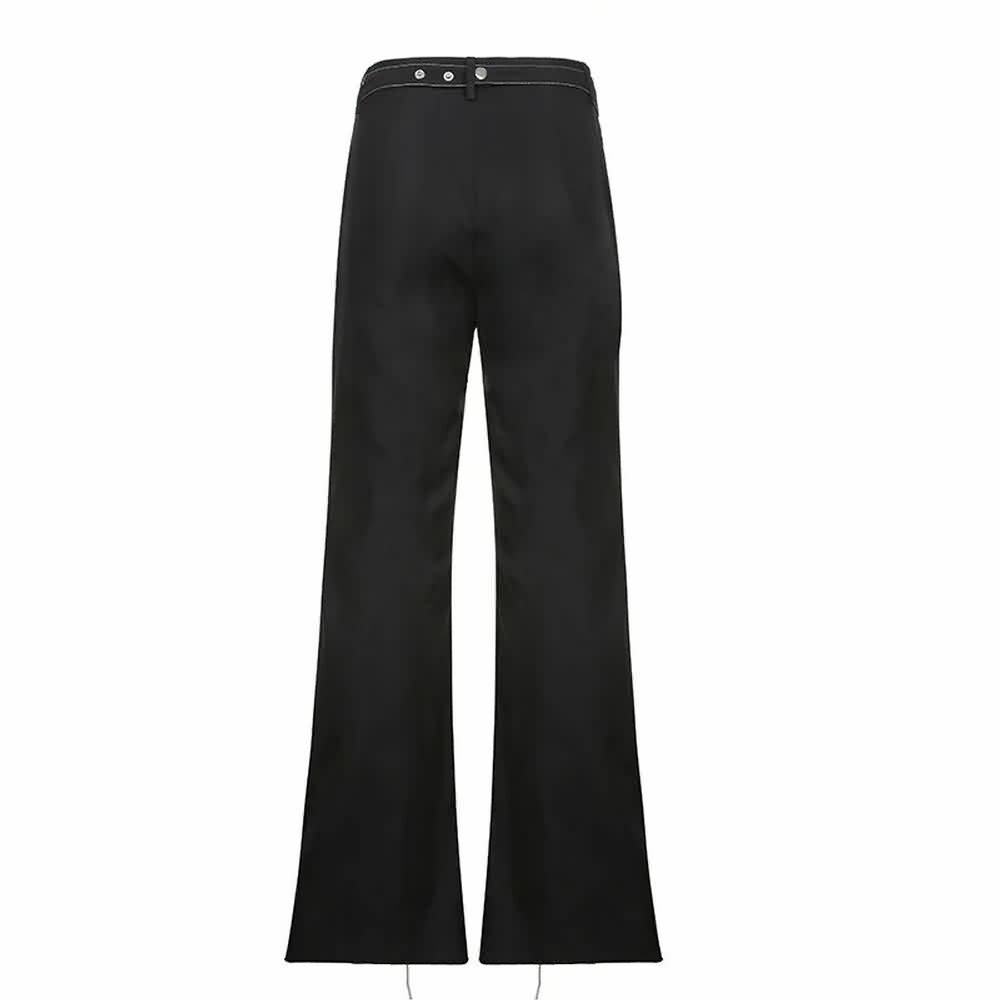 Gothic Lace Up Black Trousers - Y2K Grunge, 90s Fashion, Retro Style, Y2K Club & Party