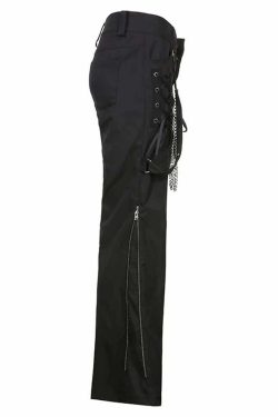 Gothic Lace Up Chain Pants - Y2K Grunge, 90s Fashion, Retro Style, Y2K Club & Party Outfits
