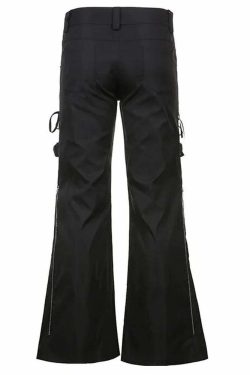 Gothic Lace Up Chain Pants - Y2K Grunge, 90s Fashion, Retro Style, Y2K Club & Party Outfits