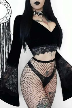 Gothic Lace Velvet Top - Y2K Grunge, 90s Fashion, Retro Style, Pastel Goth, Y2K Party Outfit