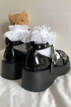 Gothic Lolita Star Platform Mary Janes - Y2K Grunge, 90s Fashion, Retro Summer Outfits