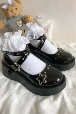 Gothic Lolita Star Platform Mary Janes - Y2K Grunge, 90s Fashion, Retro Summer Outfits