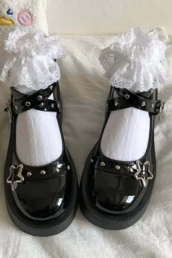 Gothic Lolita Star Platform Mary Janes - Y2K Grunge, 90s Fashion, Retro Summer Outfits