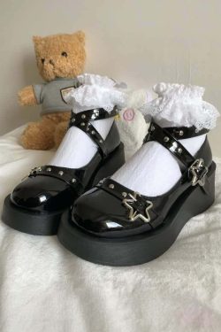 Gothic Lolita Star Platform Mary Janes - Y2K Grunge, 90s Fashion, Retro Summer Outfits
