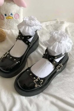 Gothic Lolita Star Platform Mary Janes - Y2K Grunge, 90s Fashion, Retro Summer Outfits
