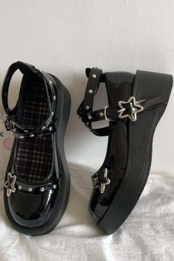 Gothic Lolita Star Platform Mary Janes - Y2K Grunge, 90s Fashion, Retro Summer Outfits