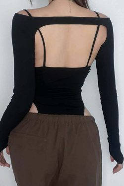 Gothic Mesh High Cut Bodysuit & Shrug Top - Y2K Grunge, 90s Fashion, Retro Summer Outfit