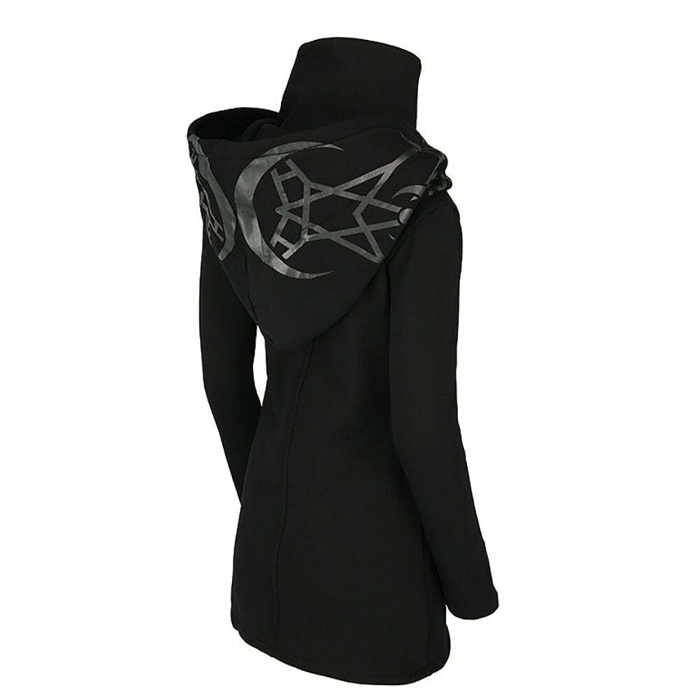 Gothic Moon Double Zip Up Hoodie - Y2K Grunge, 90s Fashion, Retro Style, Pastel Goth Outfits