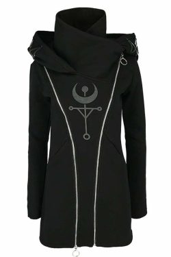 Gothic Moon Double Zip Up Hoodie - Y2K Grunge, 90s Fashion, Retro Style, Pastel Goth Outfits