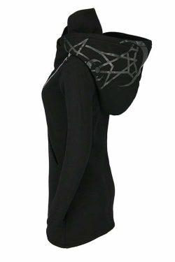 Gothic Moon Double Zip Up Hoodie - Y2K Grunge, 90s Fashion, Retro Style, Pastel Goth Outfits