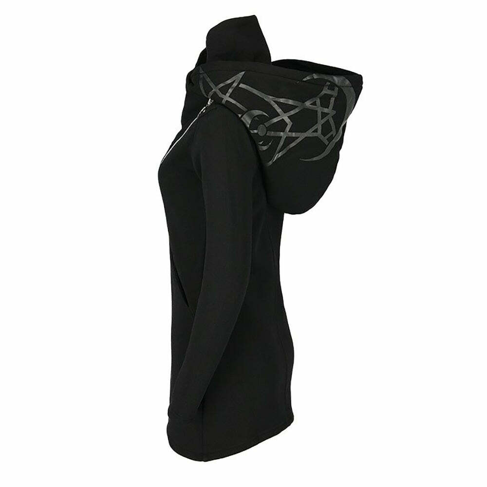 Gothic Moon Double Zip Up Hoodie - Y2K Grunge, 90s Fashion, Retro Style, Pastel Goth Outfits