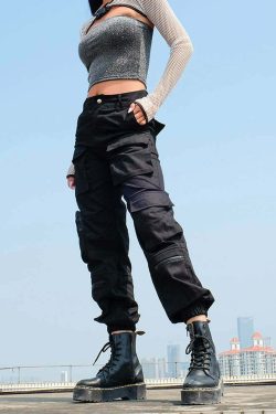 Gothic Noir Cargo Pants - Y2K Grunge, 90s Fashion, Retro Style, Summer Y2K Outfits