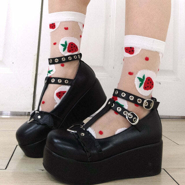 Gothic Platform Mary Janes - Black | Y2K Grunge, 90s Fashion, Retro Style, Y2K Club Outfits